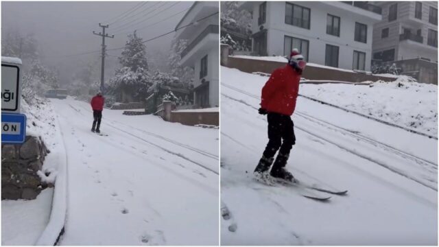 Bursa’da Şehir Merkezinde Kayak Keyfi