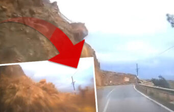 Seyir halindeki cipin üzerine kaya parçaları düştü: Dehşet anları araç kamerasında